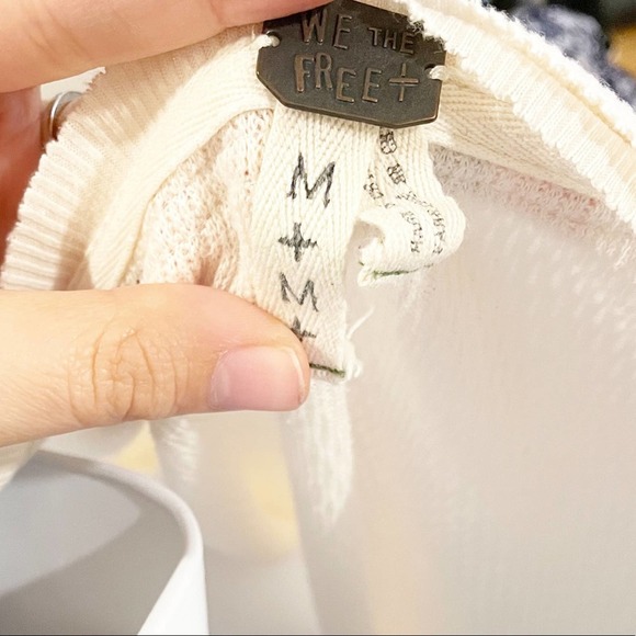 Free People Rainbow Thermal Henley Top Ivory M - Picture 7 of 16